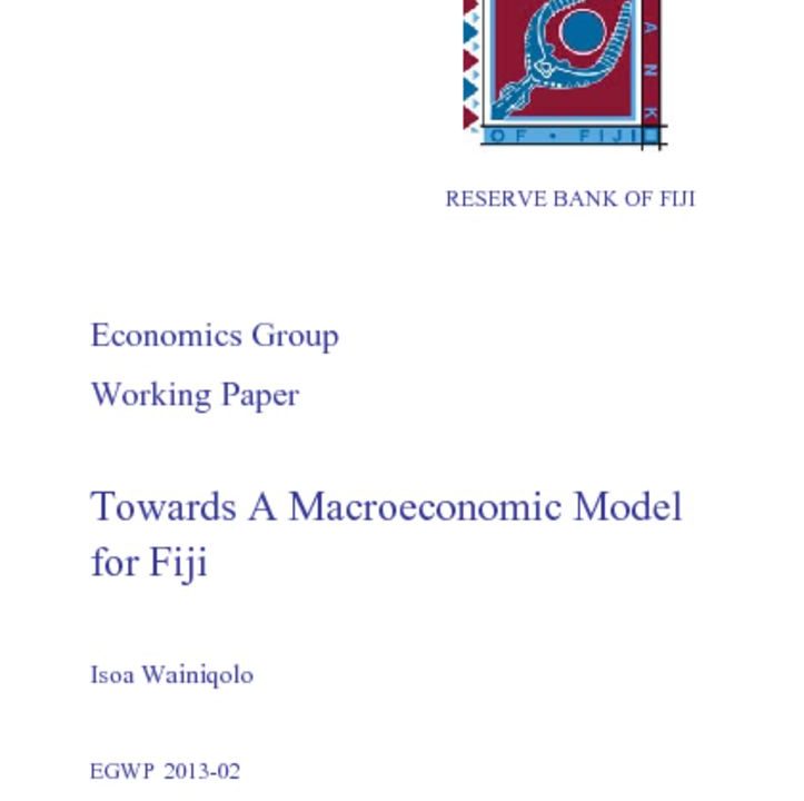 thumbnail of Towards A Macroeconomic Model for Fiji