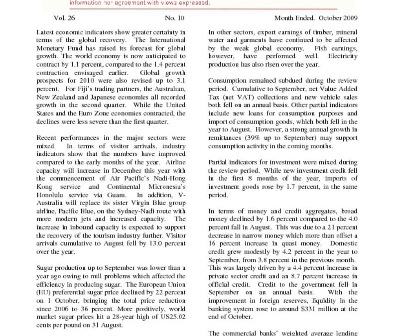 thumbnail of Economic Review October 2009