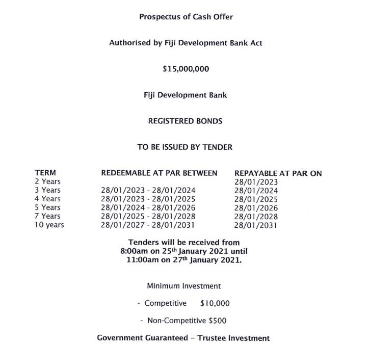 thumbnail of Fiji Development Bank Bond Issue No. 1 of 2021 – 28 January 2021