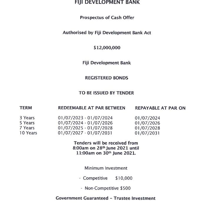 thumbnail of Fiji Development Bank Bond Issue No. 2 of 2021 – 01 July 2021