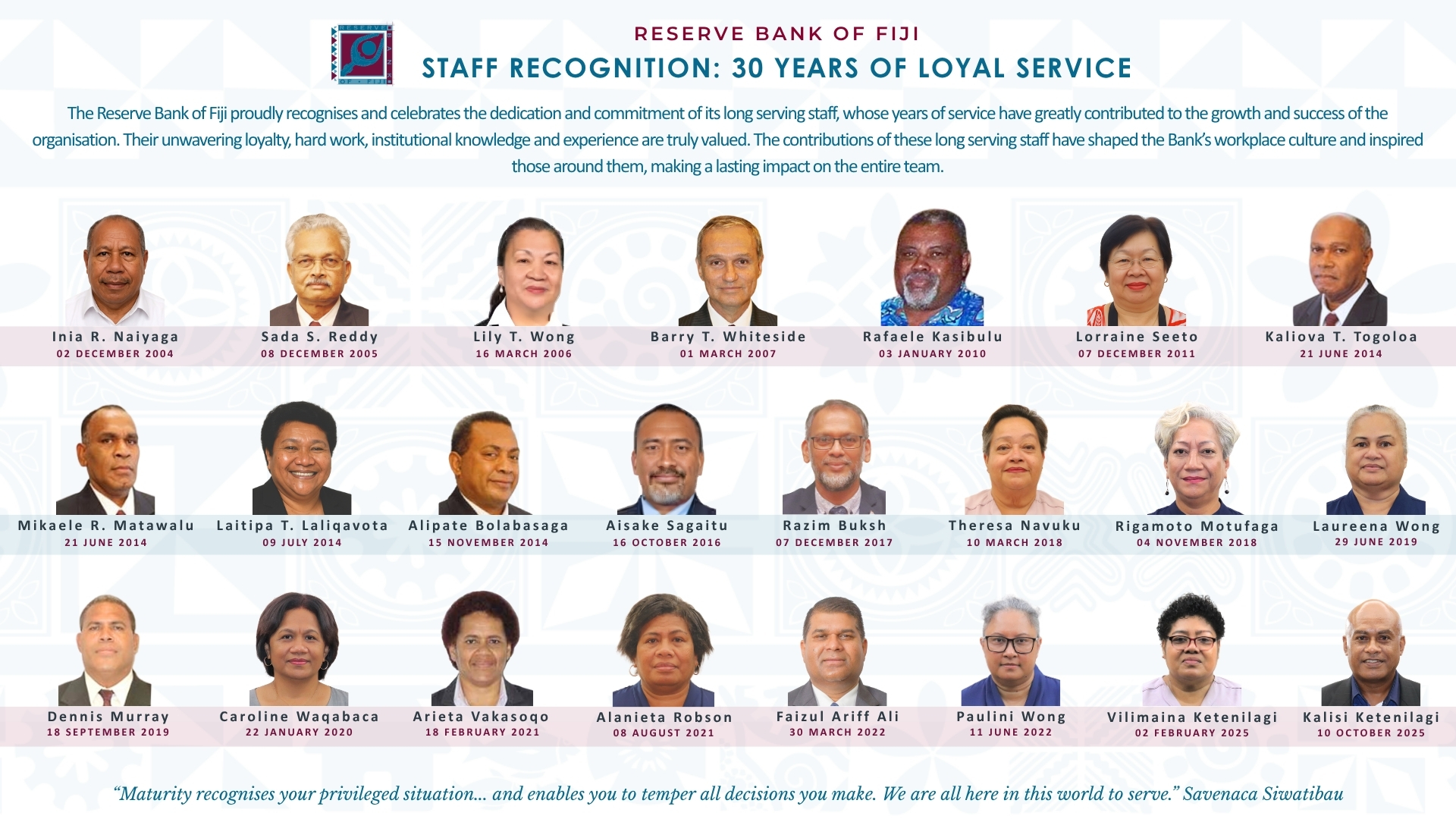 Recognition of Long Service